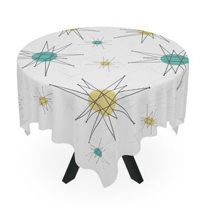Franciscan Starburst Tablecloth Retro Mid Century Modern MCM Tablecloth Table Decoration Square Atomic Age Tablecloth 1950s 1960s Home Decor