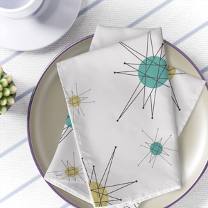 Mid Century Napkins MCM Party Accessories Retro Table Decor Dinner Vintage Napkins Mid Century Modern Atomic Starburst 1960s 50s Dining