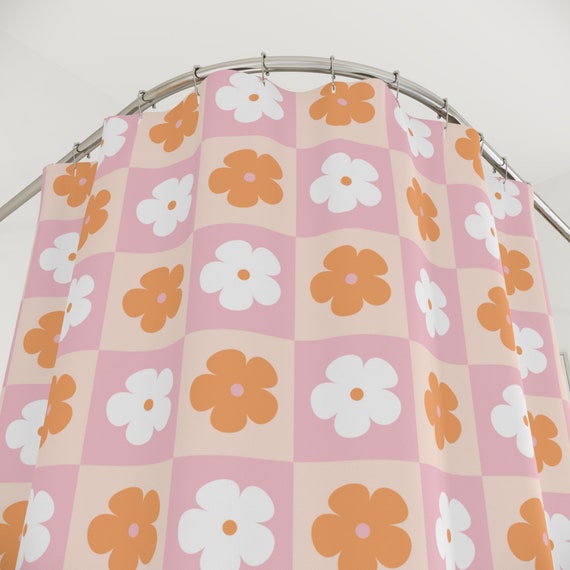 Cromcu Gänseblümchen-Duschvorhang 183x183 Cm – Wasserdicht, Mit 12 Haken, Polyester