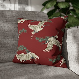 Japanese Crane Pillow Case Cranes Throw Pillow Japanese Decor Japanese Throw Pillow Cranes Decor