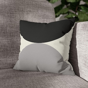 Zwart grijs minimalistische kussensloop polyester cirkels kleurblokontwerp