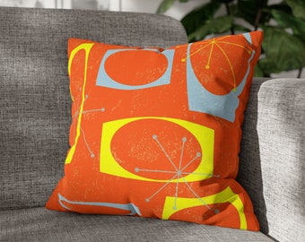 Orange Blue Throw Pillow Cover MidCentury Pillow Modern Retro Pillow Geometric Pillow Cover Abstract Throw Pillow Multicolor Retro Decor