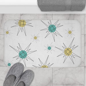 Mid Century Modern Bath Mat Retro Bathroom Mat Vintage Franciscan Starburst Bathroom Decor Atomic Starburst Decoration MCM Bath Accessories