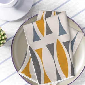 Mid Century Napkins MCM Party Accessories Retro Table Decor Dinner Vintage Napkins Mid Century Modern Abstract Geometric 1960s 50s Dining