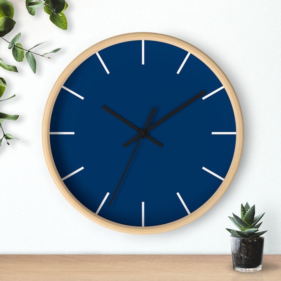 Navy Blue Wall Clock Classic Minimalist Wall Clock Wooden - Etsy
