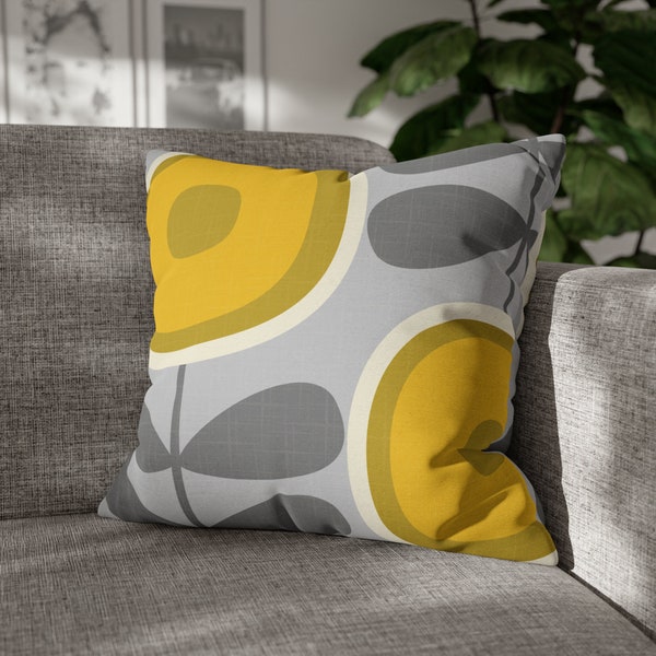 Scandinavian Flower Pillow Case Abstract Dandelion Cushion MCM Retro Mid Century Throw Pillow Cover Gray Mustard Yellow Scandi Home Decor