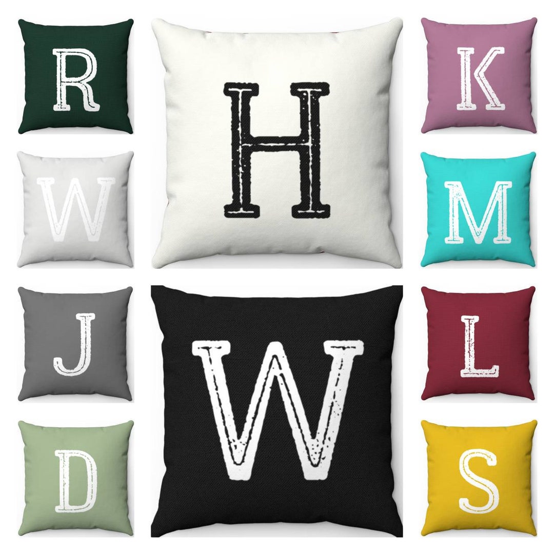 Initial Pillow Cover Personalized Letter Pillow Cover Monogram Pillow