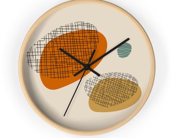 Orologio da parete astratto, stile Mid-Century Modern, da parete per cucina, soggiorno, design scandinavo, rotondo, decorativo, silenzioso, da ufficio, MCM