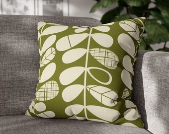 Scandinavian Pillow Olive Green Throw Pillow Cover Stem Cushion Decorative Accent Pillow Case Danish Modern Green Home Decor MCM Pillows