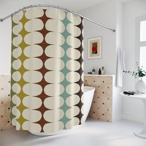 Zasłona prysznicowa Retro Mid Century Modern Łazienka Zasłona łazienkowa Lata 50. Lata 60. Zasłona do wanny Abstrakcyjna Geometryczna Vintage Słodka MCM Wystrój łazienki
