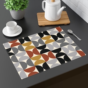 Abstract Placemat Mid Century Modern Retro Dining Table Decor 1960s 1950s Vintage Table Accessories Atomic Age MCM Placemat Geometric Shapes