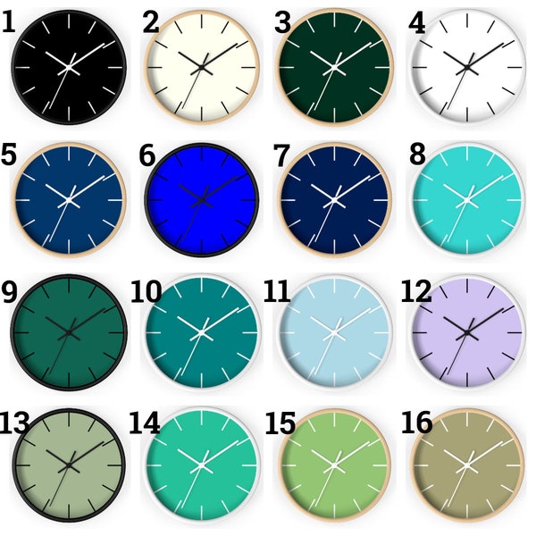 Wall Clock Classic Minimalist Gray Blue Clock White Pink Clock Mustard Ivory Clock Black Teal Clock Turquoise Green Clock Taupe Lavender