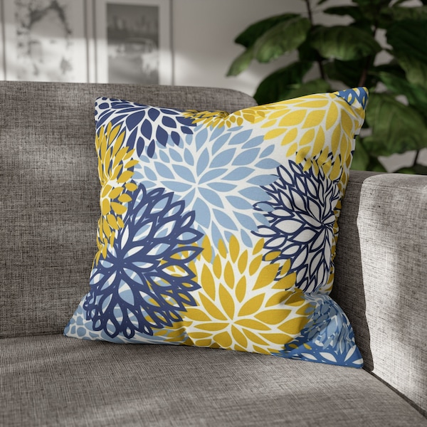 Navy Yellow Pillow Etsy