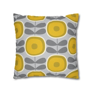Scandinavian Flower Pillow Case Abstract Dandelion Cushion MCM Retro Mid Century Throw Pillow Cover Gray Mustard Yellow Scandi Home Decor image 8