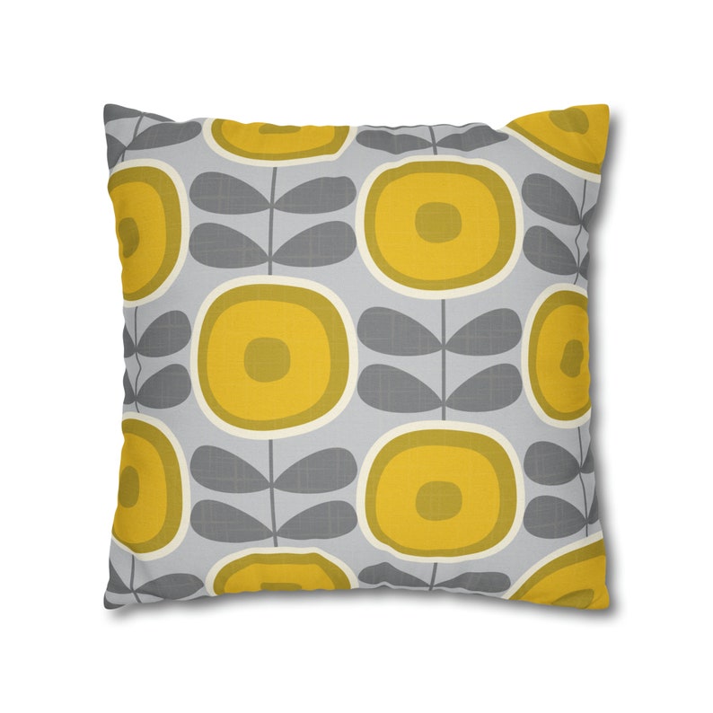 Scandinavian Flower Pillow Case Abstract Dandelion Cushion MCM Retro Mid Century Throw Pillow Cover Gray Mustard Yellow Scandi Home Decor image 8