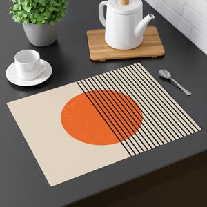 Burnt Orange Placemat Minimalist Scandi Style Dining Table Decor Cotton Placemat Geometric Abstract Placemat Scandinavian Kitchen Decor