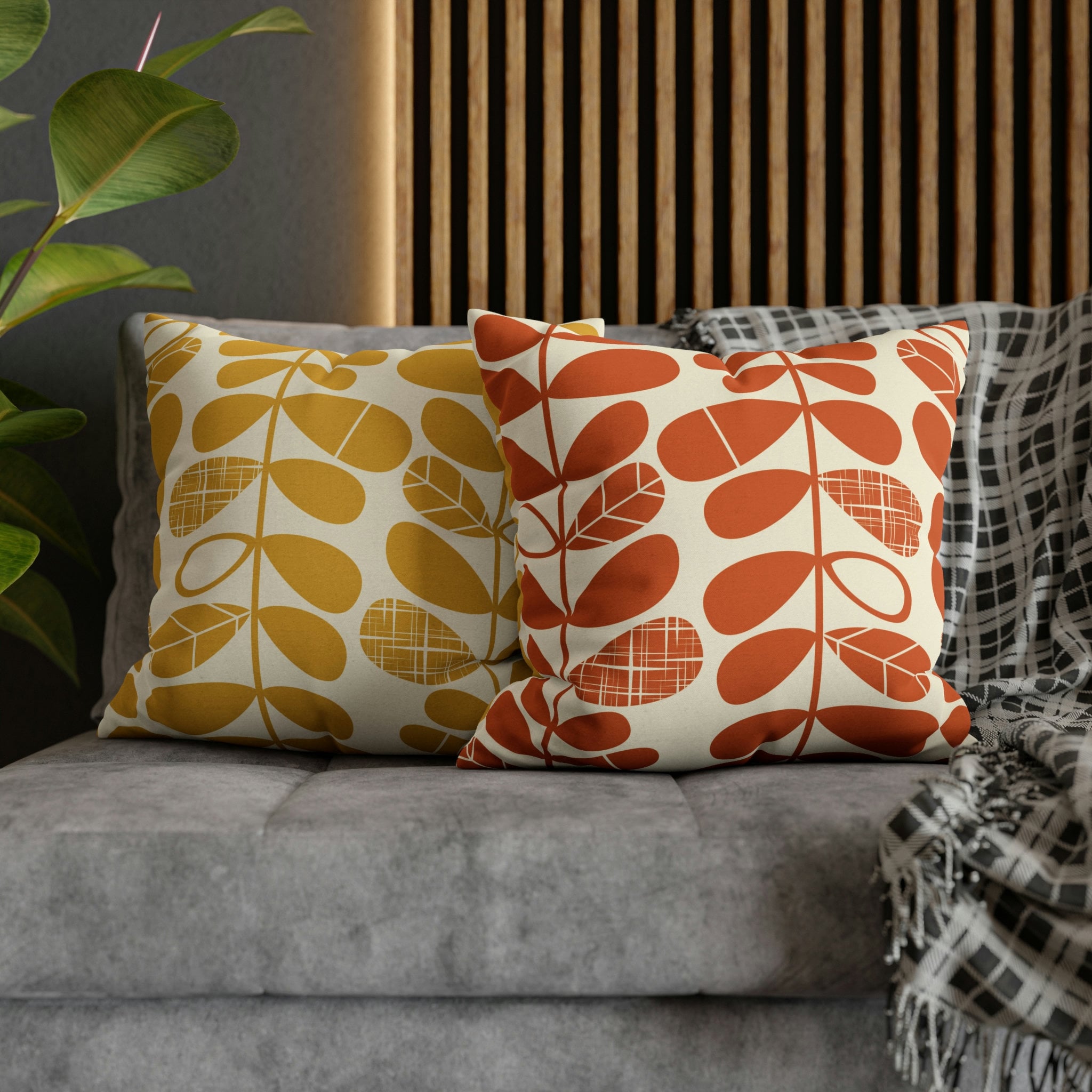 Scandinavian Stem Throw Pillow Cover Retro Dandelion Cushion Cover Mid Photo Inspiration