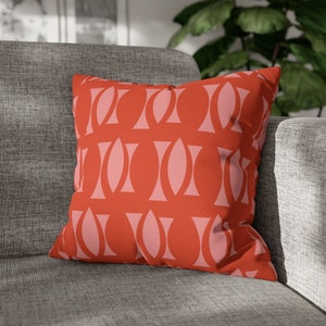 Mid Century Modern Throw Pillow Cover Pink Red Pillow MCM Pillows Abstract Retro Decor Pink Red Pillow Case Vintage 1950s 60s Home Christmas