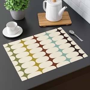 Mid Century Placemat Atomic Age Placemat Abstract Retro Dining Table Decor 1960 1950 Vintage Table Accessories MCM Placemat Green Blue Brown
