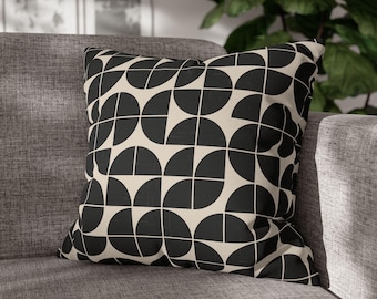 Black Geometric Pillow Cover Retro Mid Century Modern Home Decor