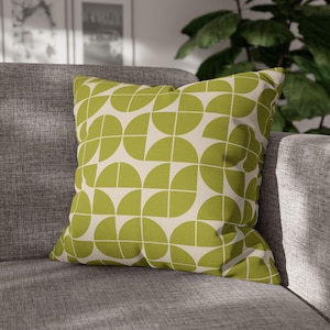 Mustard Green Retro Pillow Cover Geometric Mid Century Modern Pillow Case Cushion Cover Abstract Throw Pillow MCM 60s Atomic Age Home Decor