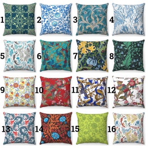 William Morris Pillow Cover Floral Pillow Cover Birds Throw Pillow William Morris Cushion Peacock