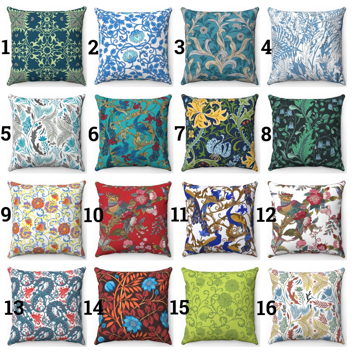 William Morris Pillow Cover Floral Pillow Cover Birds Throw Pillow William Morris Cushion Peacock