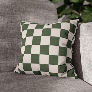 Rutigt örngott Hunter Green Schackrutigt örngott Retro Schackmönster Preppy Funky Minimalistisk Prydnadskudde Dekorativ Kudde