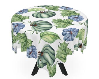 Fall Tablecloth Square 55x55 Polyester Watercolor Pumpkin Design