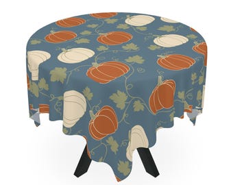 Fall Tablecloth Square Polyester Pumpkins Pattern