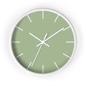 Olive Green Wall Clock Classic Minimalist Wall Clock Wooden Silent Round