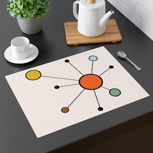 Mid Century Modern Placemat Atomic Starburst Abstract MidCentury Dining Table Decor Retro 1960 50s Vintage Accessorie MCM Placemat