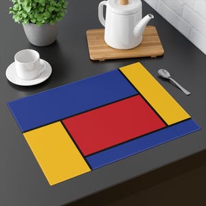 Minimalist Placemat Red Blue Yellow Color Block Dining Table Decor Cotton Placemat Geometric Abstract Placemat Modern Art Kitchen Decor