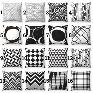 Black and White Throw Pillow Black and White Cushion Black and White Pillow Cover Black and White Decorative Pillow Black and White Decor