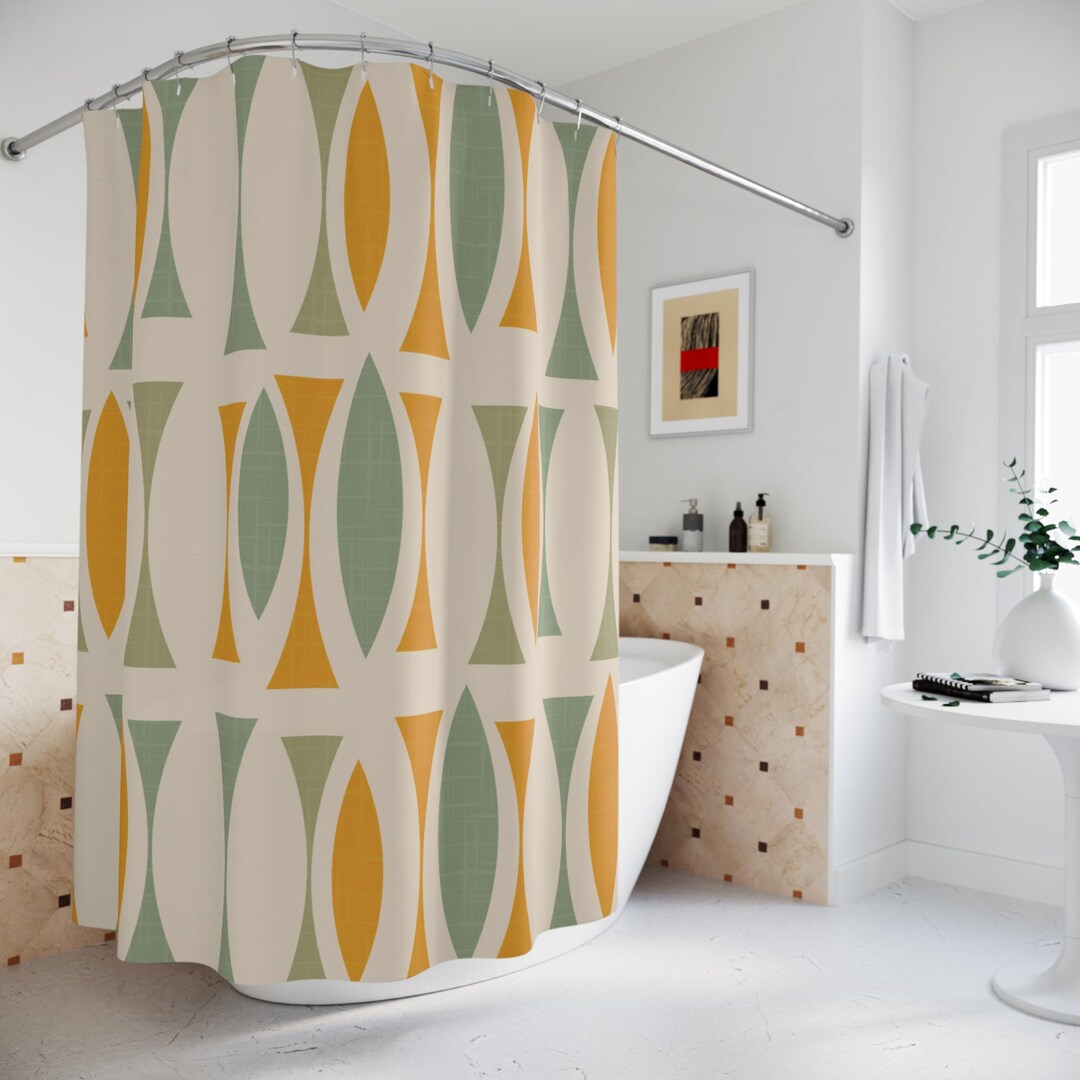 Shower Curtain Retro Mid Century Modern Bathroom Curtain Atomic ...
