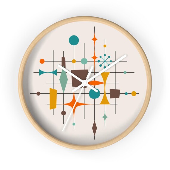 Atomic Wall Clock Mid Century Modern 50s 60s Retro Wall Clock MCM