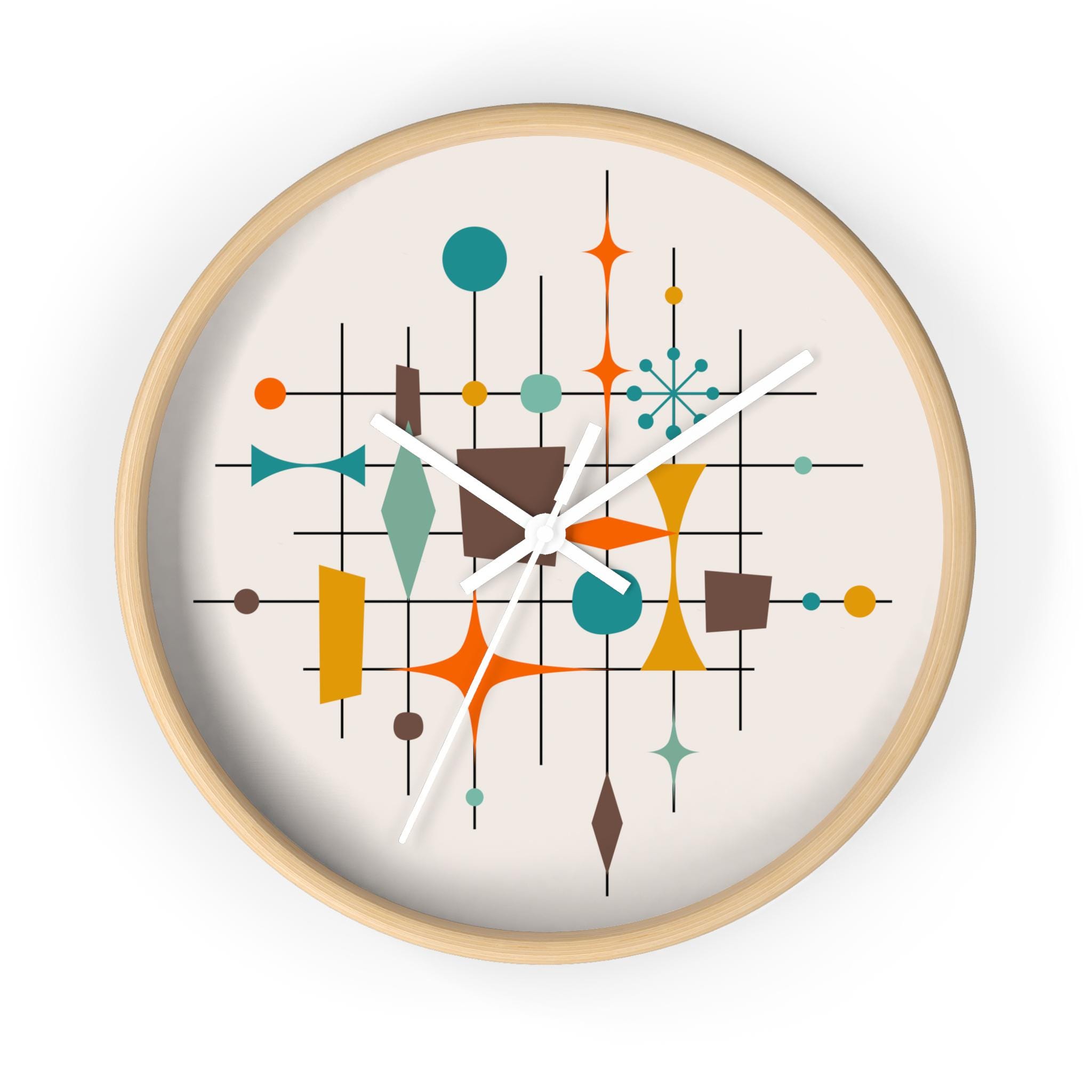 Atomic Wall Clock Mid Century Modern 50s 60s Retro Wall Clock MCM