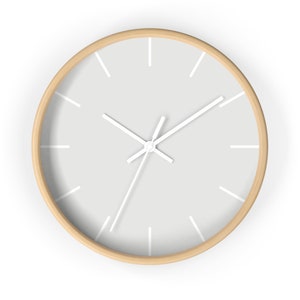 Light Gray Wall Clock Classic Minimalist Wall Clock Wooden Modern Round ...