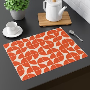 Burnt Orange Placemat Mid Century Geometric Abstract Retro Dining Table Decor 1960s 1950s Vintage Table Accessories MCM Atomic Age Placemat