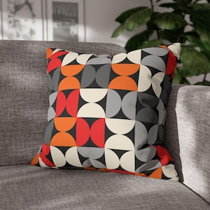 Black Orange Retro Pillow Cover Geometric Mid Century Modern Pillow Case Cushion Cover Abstract Throw Pillow MCM 60s Atomic Age Home Decor