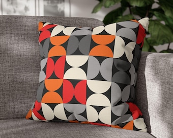Black Orange Retro Pillow Cover Geometric Mid Century Modern Pillow Case Cushion Cover Abstract Throw Pillow MCM 60s Atomic Age Home Decor
