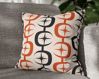 Mid Century Throw Pillow Case Retro MCM Cushion Cover Atomic Starburst Home Decor Atomic Age Vintage Style 1950s 1960s Abstract Sofa Pillow