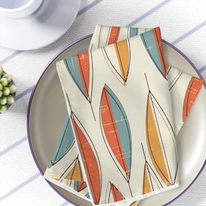 Mid Century Napkins MCM Party Accessories Retro Table Decor Dinner Vintage Napkins Mid Century Modern Atomic Starburst 1960s 50s Dining