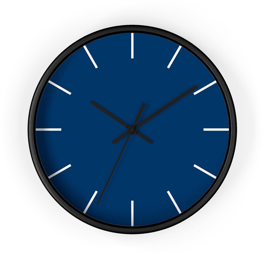 Navy Blue Wall Clock Classic Minimalist Wall Clock Wooden - Etsy
