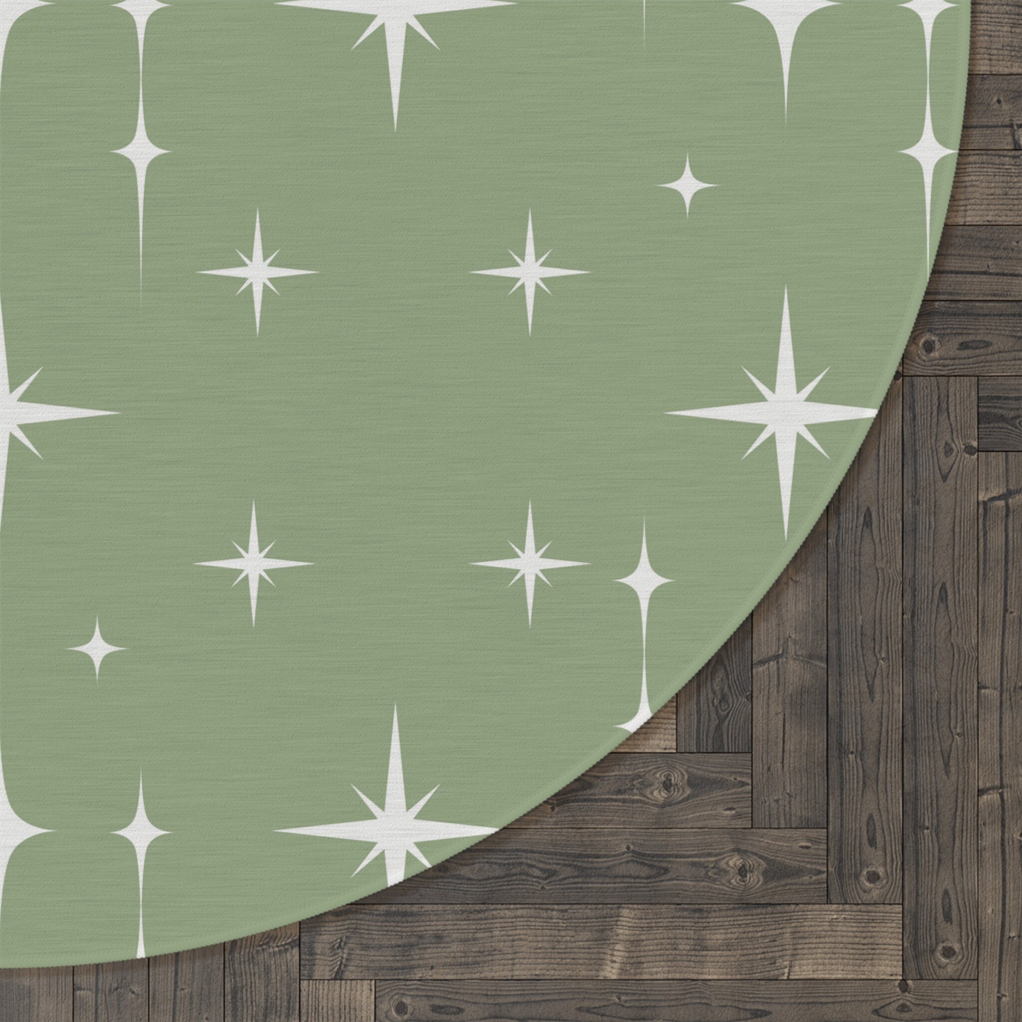 Hiser Tapis Rond Poils Longs Vert 80x80 Cm, Extra Doux Et Moelleux, Antidérapant, Lavable
