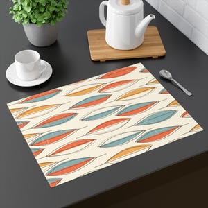 Abstract Placemat Mid Century Modern Retro Style Placemat Orange Blue MidCentury Dining Table Decor 60s 50s Vintage Accessories MCM Placemat