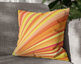 Boho Mid Century Pillow Covers Set Of 2 (18x18) - Mustard Yellow Abstract Sunset Pattern