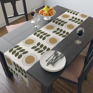 Scandinavian Table Runner Dandelion Kitchen Dinning Table Runner Mid Century Modern Table Decor Retro 50s 60s 70s Vintage Table Cotton