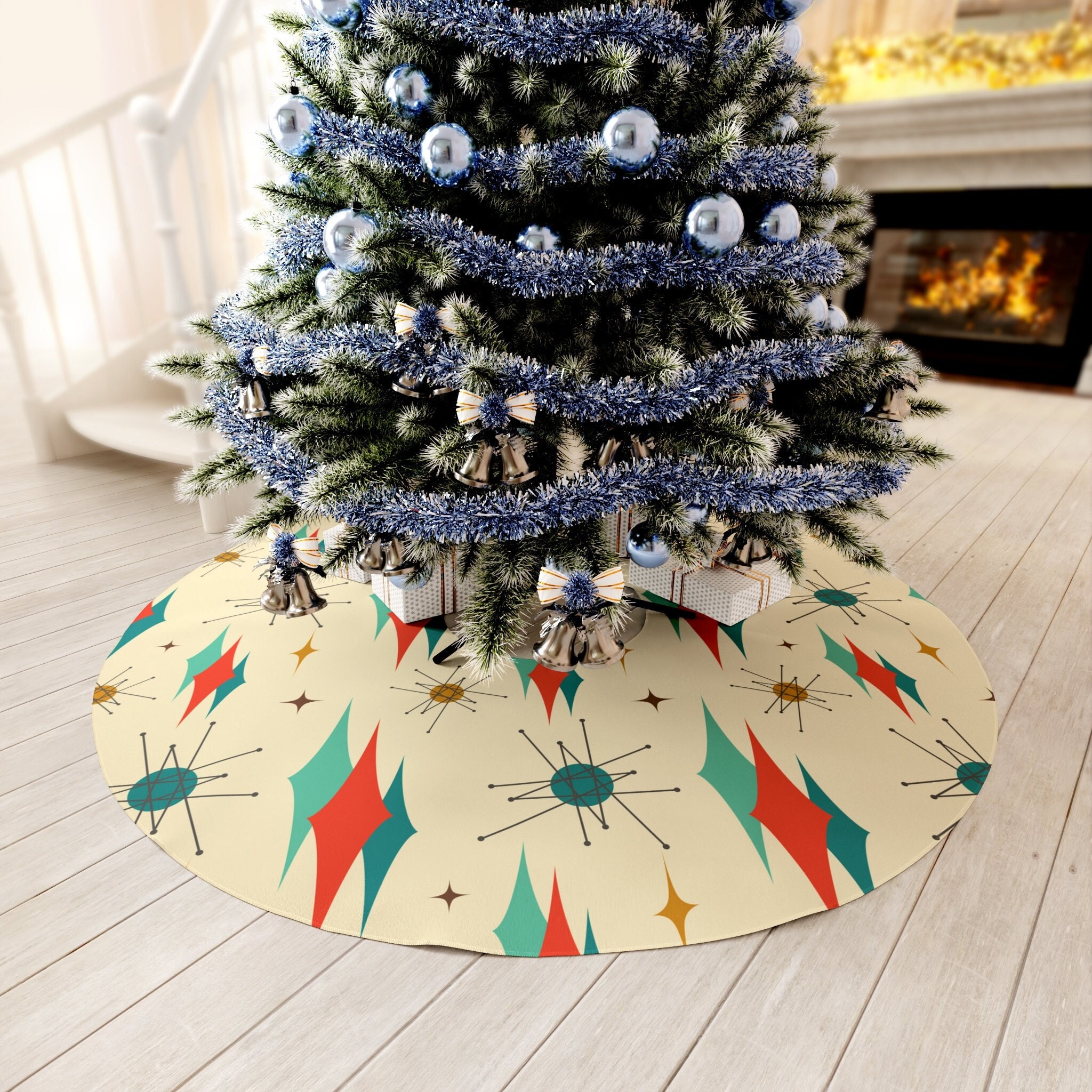 1950s Decor Vintage 50s Christmas Tree Skirt Fluffy White