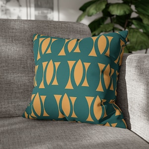 Mid Century Modern Throw Pillow Cover Retro MCM Geometric Abstract Cushion Atomic Home Decor Vintage Style 50s 60s Sofa Pillow Teal Mustard